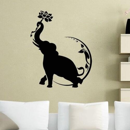 Elephant Lotus Flower Moon Wall Stickers Indian Buddhism Home Decor Living Room Bedroom Wall Decal Self Adhesive Wallpaper