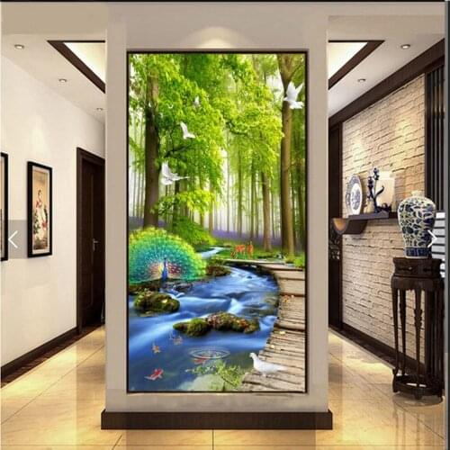 Rhinestone embroidery forest tree road diamond Painting full square round mosaic diamond art 3d cross Stitch landscape art,N887