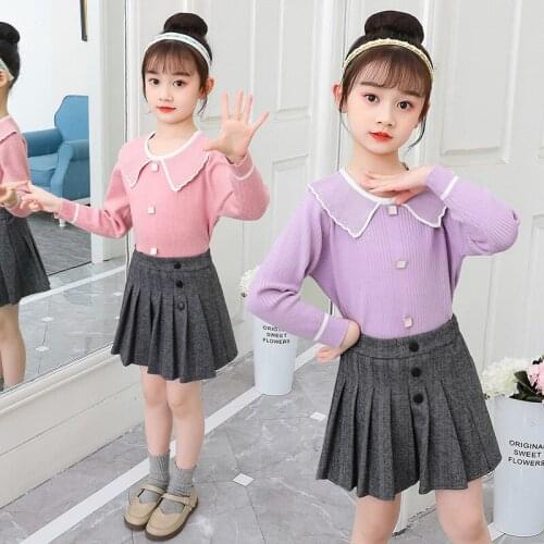 Girl Sweater Kids Baby Outwear Tops 2021 Lapel Thicken Warm Winter Autumn Long Sleeve Knitting Cardigan Children Clothing