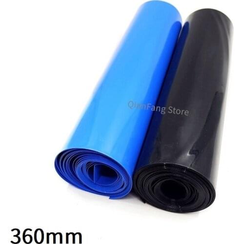 PVC Heat Shrink Tube 360mm Width Blue Black Shrinkable Cable Sleeve Sheath Pack Cover for 18650 Lithium Battery Film Wrap