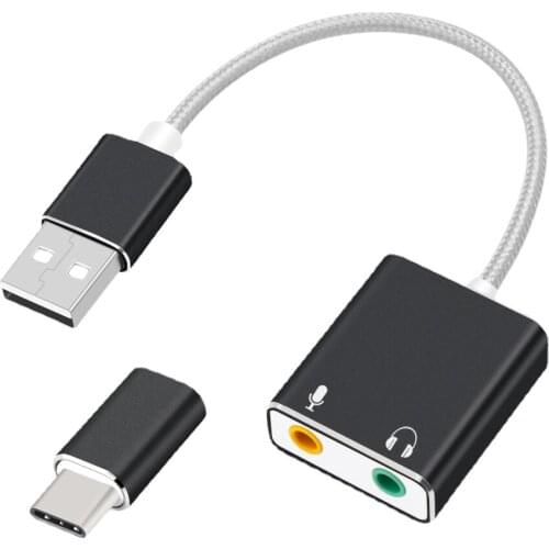 External USB Sound Card Jack 3.5mm USB Audio Adapter Earphone Micphone Sound Card for Macbook Computer Laptop PC