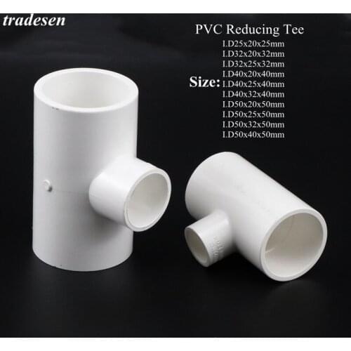 1Pcs Inner 20~50mm PVC Reducer Tee Joints Garden Irrigation Frame Water Tube Adapter Aquarium Fish Tank Pipe Fittings Connector