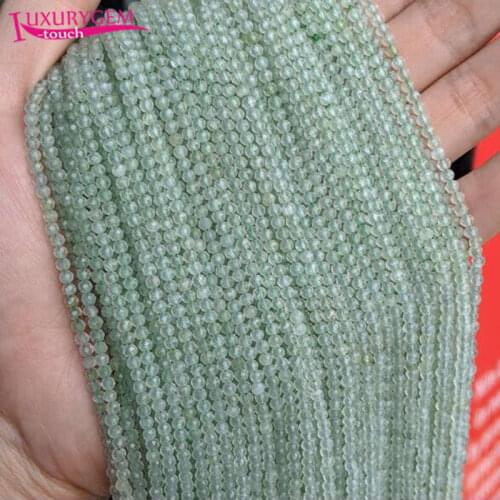 High Quality Natural 3mm Prehnites Stone Faceted Round Shape Loose Spacer Beads Bracelet Necklace Jewelry Accessory 38cm b144