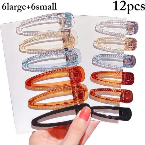 12PCS Women Girls Duckbill Hair Pins Elegant Clear Teardrop Hair Clip Acrylic Hair Barrettes Headwear Hair Accessories