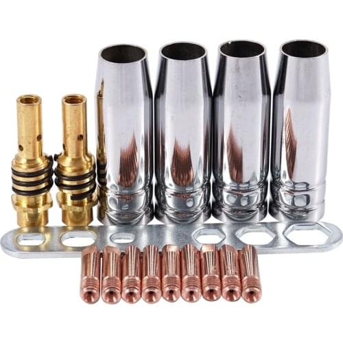 17Pcs/Set 15Ak Mig/ Welding Nozzle Contact Tips 0.8X25Mm M6 Gas Connector Holder Set