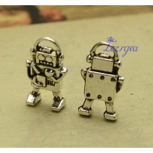 20pcs/lot--10x17mm, Antique silver plated robot Charms,DIY supplies,Jewelry accessories