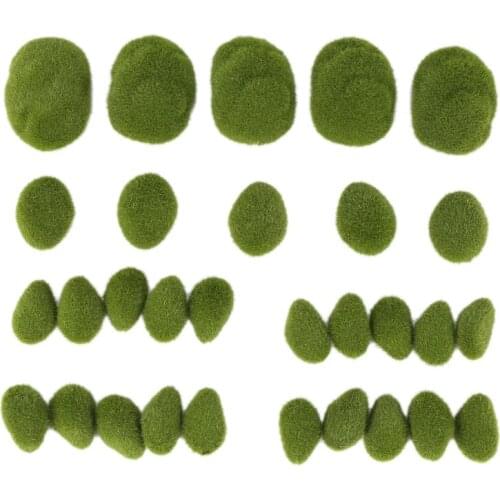 30PCS 3 Size Artificial Moss Rocks Decorative, Green Moss Balls,for Floral Arrangements Gardens and Crafting