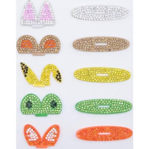 5 Sets Kawaii Animals Cat Bear Fairy Forg Fox Rhinestone Applique for DIY Clothes Hat Hairball Decor Headwear Clips Accessories