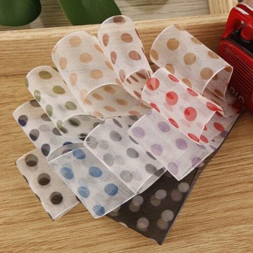5yards Dots Polyester Snow Yarn Organza Stain Ribbon for DIY Crafts Hair Accessories Materials Gift Box Ribbons