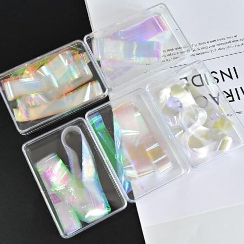 50cm*1cm 20pcs/Box Magic Transperant Glass Paper for nail Aurora Strip Manicure Patch Ultrathin Nail Sticker NZ10