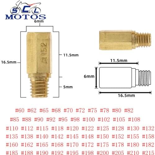 Sclmotos-10 Pcs Motorcycle Main Jet Main Injector Nozzle For Keihin FCR PD PE PJ PWK PWM OKO KOSO Carburetor Carb Hexagon Race