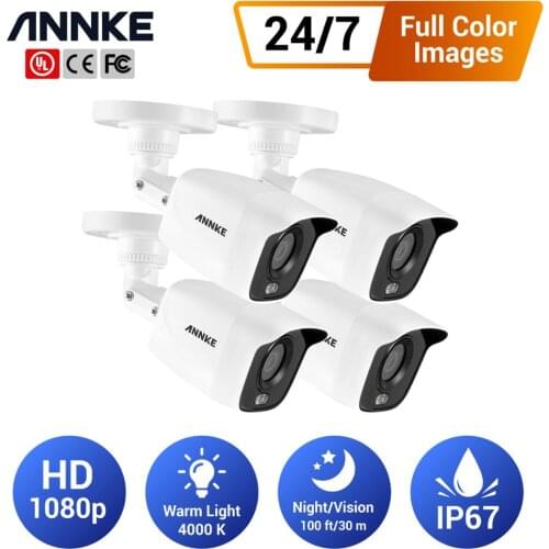 ANNKE 4pcs 1080p Security Cameras with 24/7 Full Color Night Vision for DVR CCTV Camera Systems Outdoor Indoor Camera Kit