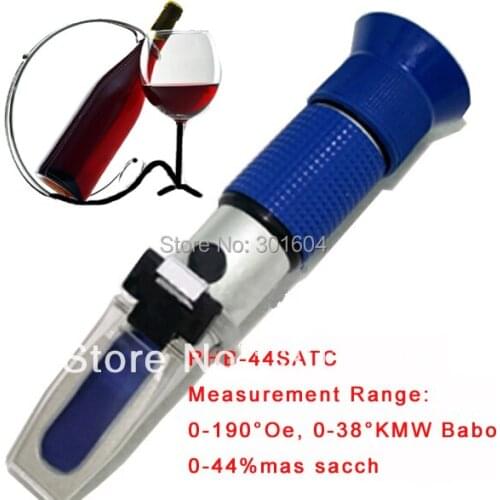 Free shipping RHB-44SATC Hand-held Wine Oe 0-190Oe, 0-38KMW Babo, 0-44%mas sacch Refractometer(Blue grip)