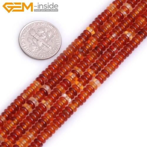 Natural Rondelle Spacer Original Agates Carnelian Stone Beads For Jewelry Making Necklace Sets 15inches DIY Jewellery Gem-inside