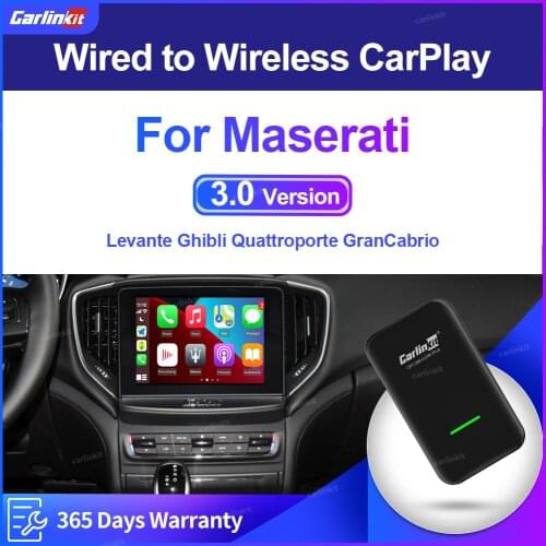 Carlinkit 2.0 CarPlay Wireless Adapter for Maserati Levante Ghibli Quattroporte Gran Cabrio Gran Turismo 2015-2021 USB Dongle