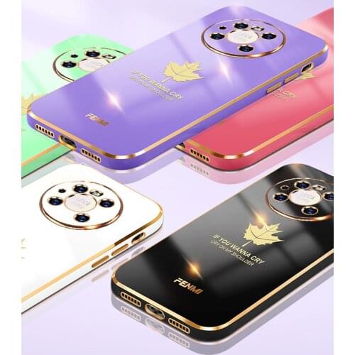 Plating Ring Holder Case For Huawei Mate 40 Pro Mate 30 Soft Silicone Maple leaf Cover For Huawei P50 Pro P40 P30 Pro P40 Lite