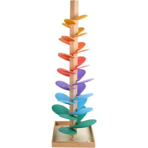 Wooden Colorful Building Blocks Tree Petal Tree Toy Learning Educational Toys for Kids Toddlers Early Education Color Cognition