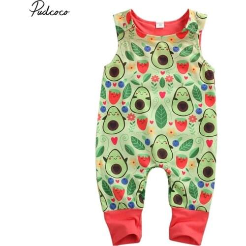 2019 Baby Summer Clothing Newborn Infant Baby Boy Girl Clothes Avocado Romper Sleeveless Fruit Print Jumpsuit Playsuit Outfit