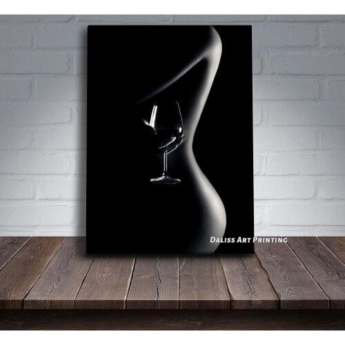 Canvas Sexy Nude woman red wine Pictures Home Decoration Paintings Poster HD Prints Wall Art Modular Living Room Framed