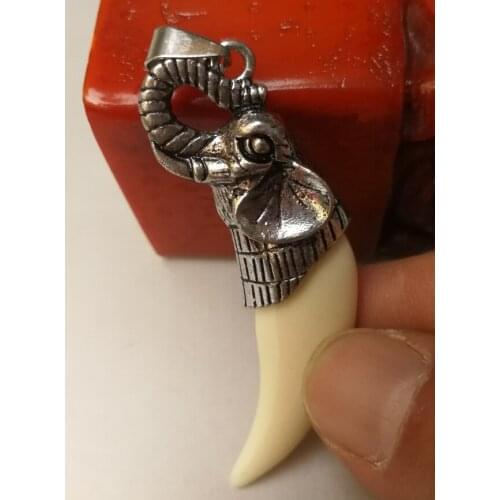 China Tibet silver elephant protection amulet pendant