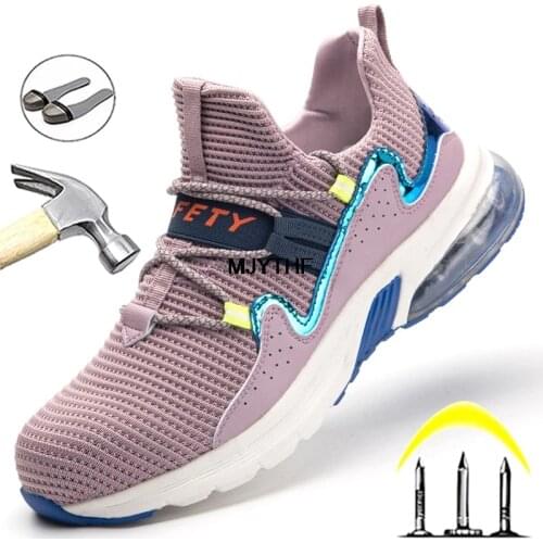 Work Sneakers For Women Men Safety Shoes Puncture-Proof Work Shoes Breathable Light Steel Toe Shoes Couples Indestructible Shoes