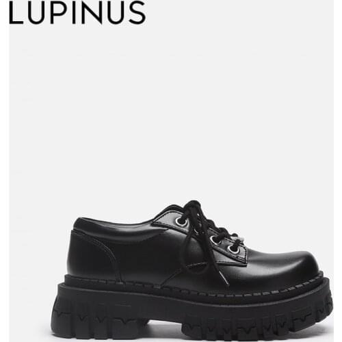 LUPINUS British Style Locomotive Boots Thick Bottom Round Toe Breathing Leisure Female Vulcanize Shoes Women Shoes