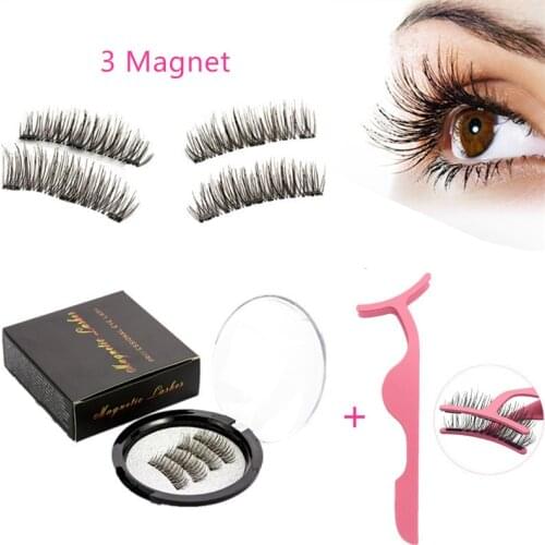 Magnetic Eyelash Natural False Eyelashes Handmade 3D Lashes Makeup Beauty Eyelash Extension Tool 3 Magnets Magnetic Eyelashes