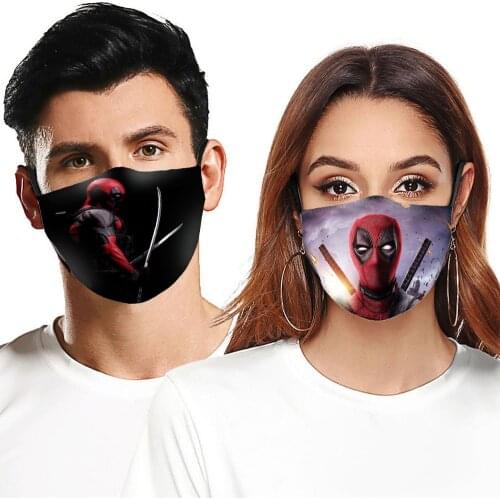 Adult Halloween Masks Deadpool Cosplay Super Hero Face Towel Decoration Dustproof Reusable Xmas Women Men Funny Cotton Mask