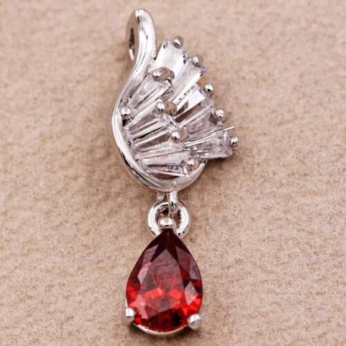 Trendy Gold Plated Waterdrop Pendant With White Red Zirconia Copper For Women Girls Fashion Jewelry Accessories Wedding Gift