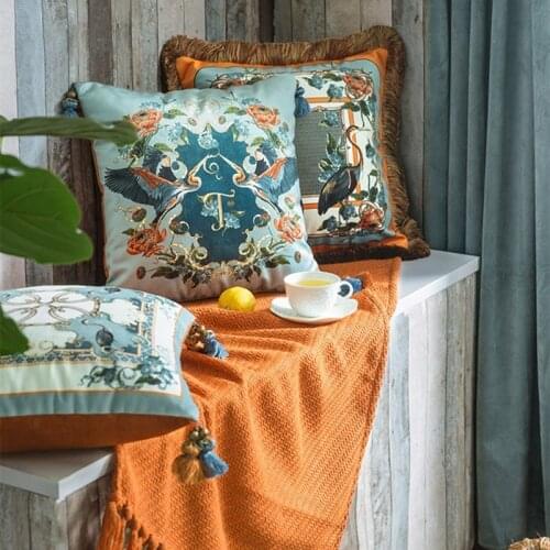 Cozy Floral Velvet Throw Pillow Case Tassel Decorative Couch Cushion Cover Soft Sofa Euro Sham with Zipper Hidden Luxury Design