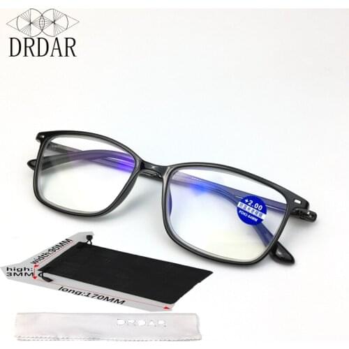 New 2020 Square frame Reading glasses 18058 Send elder gifts Anti-blue light Hyperopia glasses black +100..+400