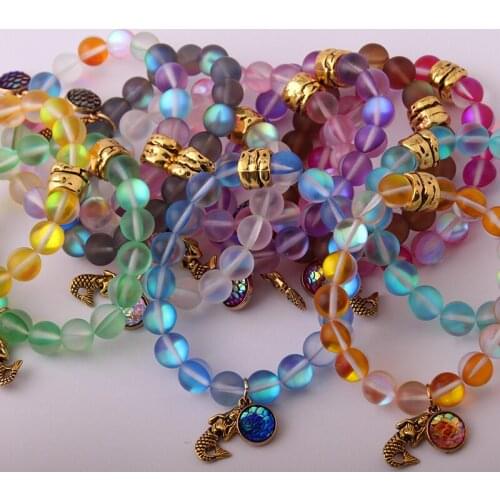 Wholesal 300pc Fashion Armband Made Beautiful Shiny Crystal Stone Vintage Color Charm Fish Scales Mermaid Bracelet bangle