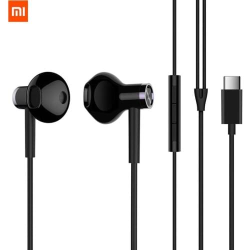 Original Xiaomi Hybrid DC Earphone Type-C Plug Half In-Ear USB Wired Control MEMS Microphone BRE02JY Mi Dual Driver Earphone