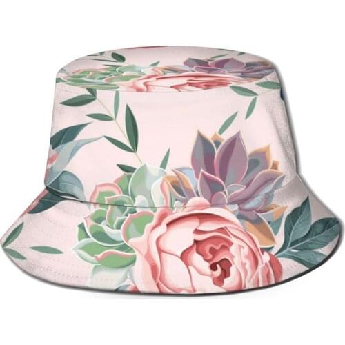 CINESSD 2021 Men Women Summer Watercolor Rose Flower Bucket Hat Bob Fisherman hat Outdoor Travel Sun Visor Fashion Panama