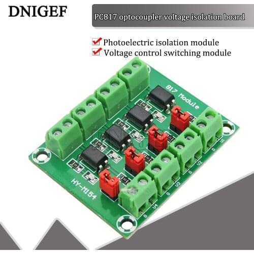 PC817 4 Channel Module Optocoupler Isolation Board Voltage Converter Adapter Module 3.6-30V Driver Photoelectric Isolated Module