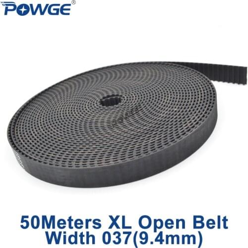 POWGE 50Meters Trapezoid XL Open ended Timing belt XL-037 Synchronous belt width 9.4mm Rubber fiberglass XL037 open Belt Pulley