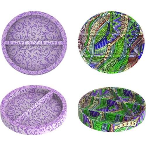 DIY Crystal Epoxy 2 Round Lattice Jewelry Storage Mold Plate Silicone Resin Crystal Model