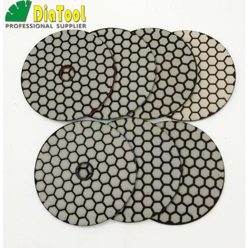 SHDIATOOL 7pcs/set Dia 100mm Dry Diamond Flexible Sanding Disc Or 7pcs 4inch Polishing Pads with 1pc backer for Stone