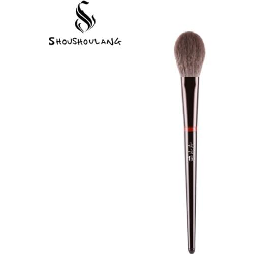 Shoushoulang Professional Handmade Make Up Brush 33# Flat Round Blush Highlighter Brush Soft Dyed Snow Fox Hair Makeup Brushes