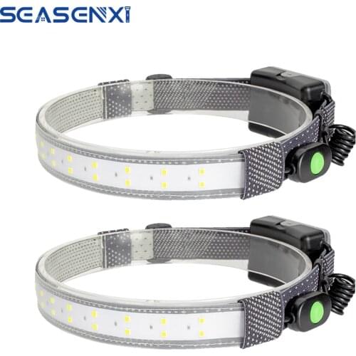 COB LED Strip Headlamp 3-Mode 600LM Headlight Outdoor Waterproof Head Torch by AAA Battery Work Light Camping Hunting Flashlight