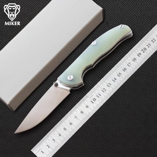 MIKER tabargan95 knife 9Cr18Mov blade Jade handle axis system outdoors Survival camp hunt Tactical pocket knives tools