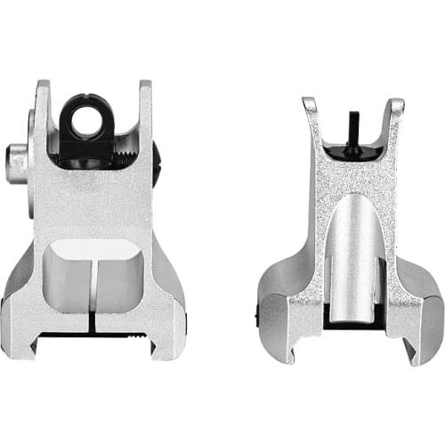 Tactical AR15 M4 M16 Black Metal Sight Folding Iron Front and Rear Sets Low Profile Offset Flip-up Airsoft Hunting Accessories