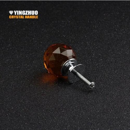 30mm Tiradores Muebles New Furniture Fittings Orange Crystal Glass Clear Cupboard Door / Drawer Knobs Pull Handle Kitchen