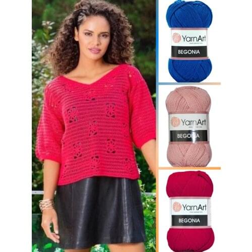 Mercerized Cotton Knitted Yarn - 22 Color Options - 170 Meters(50gr) - Yarnart Begonia - Cardigan - Sweater - Scarf - Shawl - Beanie - Booties - Amigurumi - Home Textile - Baby Clothes - Blouse - DIY