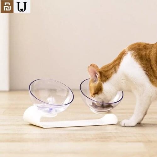Youpin Joran Judy Pet Feeder Dog Cat Double Bowl Pet Dish Tilt Food Box Transparent Design Feeding Bowl Supplies For Pet Eating