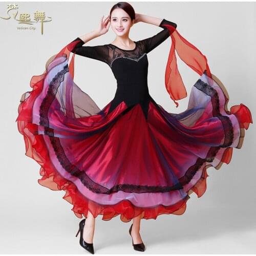 Lady Customized Dancing Dress Girls Ballroom Dance Dress Lady Dancing Competition Suit Women Tango Flamenco Waltz Customes D0371