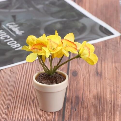 1:12 Dollhouse Miniature Yellow Flowers Green Plant Pot Furniture Home Decor Accessories