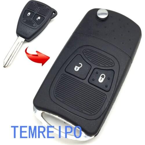 10pcs/lot 2 Button Keyless Folding Flip Key Shell Fob Case For Chrysler Jeep Dodge Ram 1500 Caliber Nitro Ram 2500 3500
