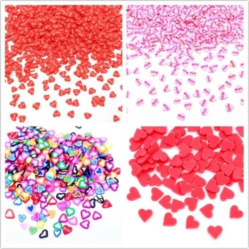 100g Red Heart with Letter Polymer Clay Sprinkles for Crafts DIY Nails Decoration Tiny Cute plastic klei Accessories
