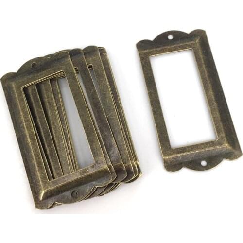 12Pcs Antique Bronze Metal Label Frame File Name Card Holder For Furniture Cabinet Drawer Box Case Bin